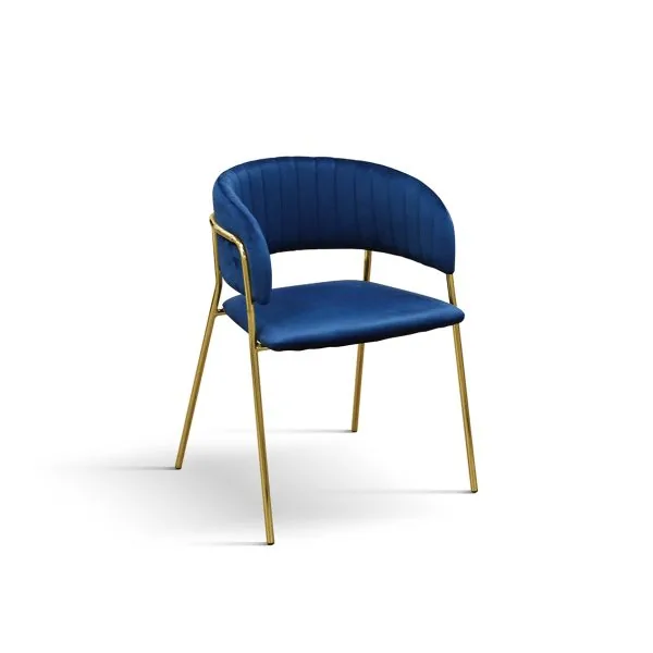 Sedia con Schienale Avvolgente in Velluto e Gambe Dorate (Set da 2)