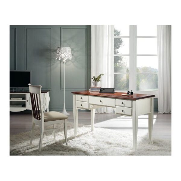 Scrivania a 5 Cassetti in Legno Massello, Stile Classico