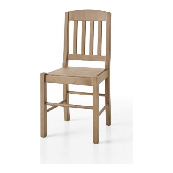 Sedia classica in legno massello di abete con fondino in legno, stile arte povera