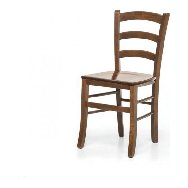 Sedia in legno massello con fondino in legno, finitura naturale, stile classico