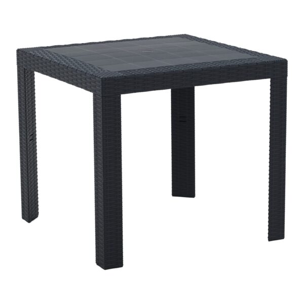 Tavolo da Giardino Quadrato Dallas in Polipropilene Antracite (80×80 cm)