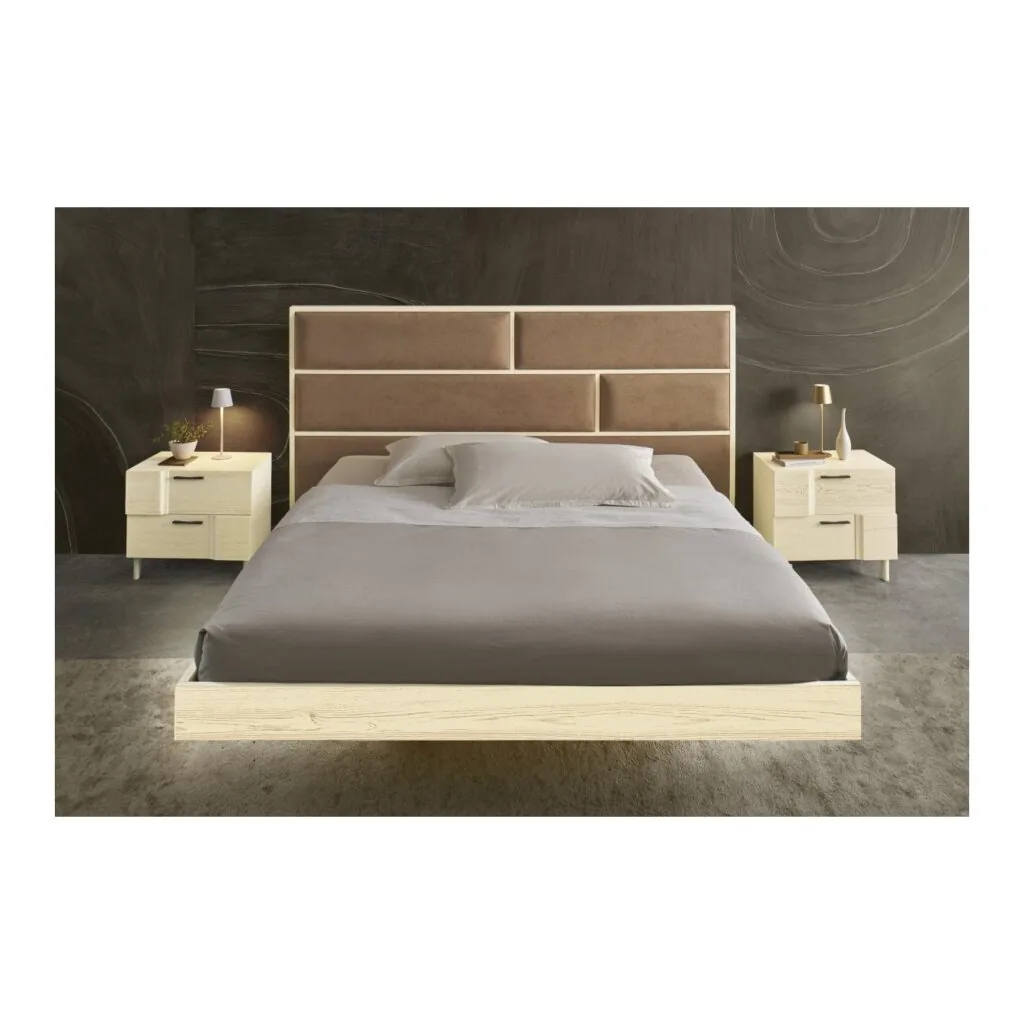 Testata letto matrimoniale impiallacciata rovere, larga 205 cm (foto 2 di 3)