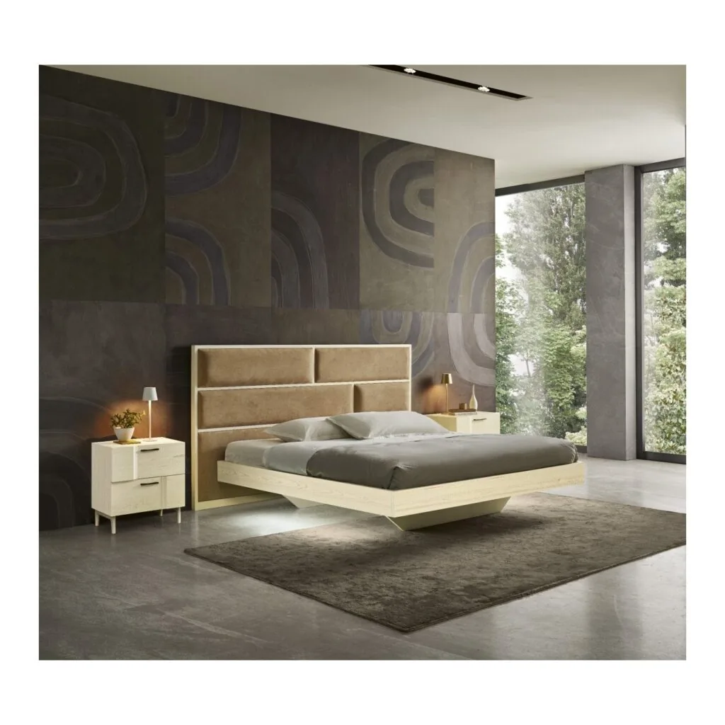 Testata letto matrimoniale impiallacciata rovere, larga 205 cm (foto 3 di 3)